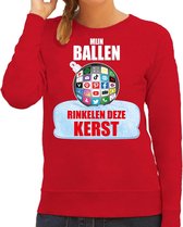 Rinkelende Kerstbal sweater / Kersttrui Mijn ballen rinkelen deze Kerst rood voor dames - Kerstkleding / Christmas outfit M