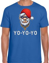 Gangster / rapper Santa fout Kerstshirt / Kerst t-shirt blauw voor heren - Kerstkleding / Christmas outfit 2XL