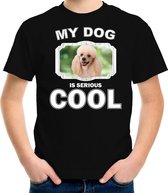 Poedel honden t-shirt my dog is serious cool zwart - kinderen - Poedels liefhebber cadeau shirt S (122-128)