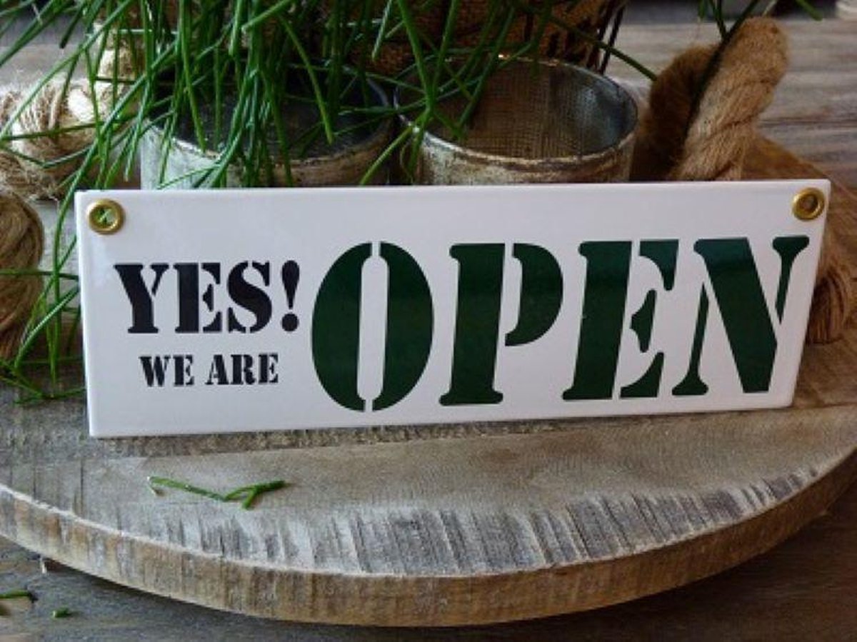Emaille Bord \'yes We Are Open\'