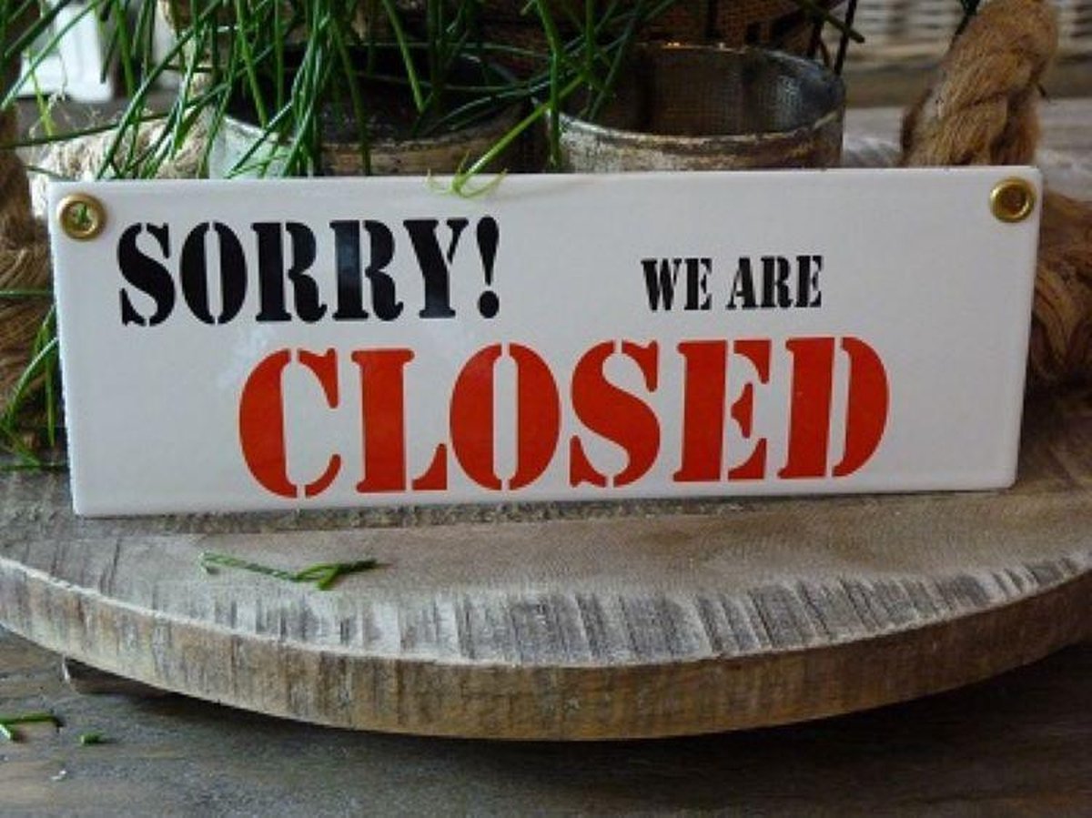 Emaille Bord \'sorry We Are Closed\'