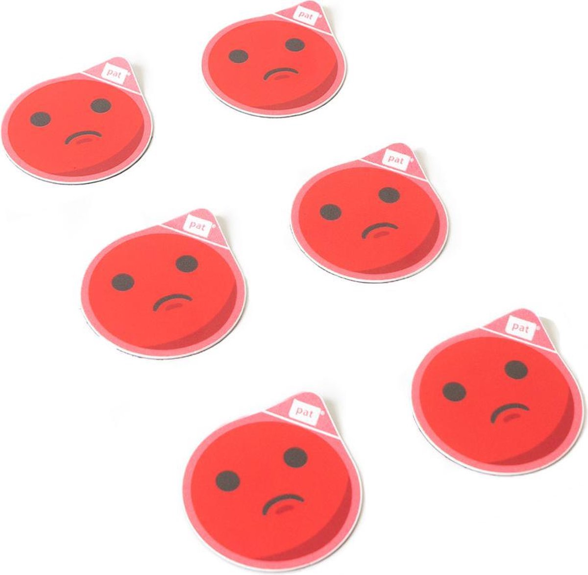 PATboard Emoticon Magneten - 5 cm, set van 6 - Verdrietig - Magnetische Kleur Iconen voor Kantoor, Whiteboard, Verwarming, Koelkast - Rood