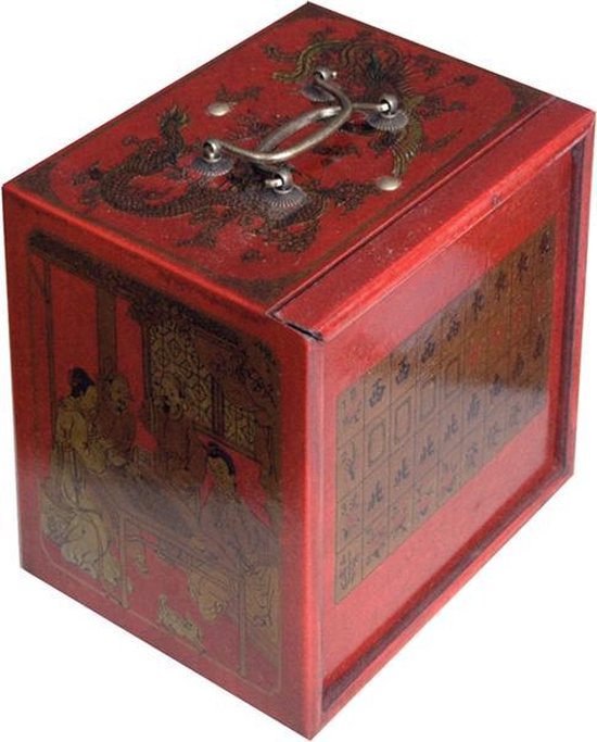 Thumbnail van een extra afbeelding van het spel Mah-Jong in houten kist rood S