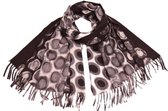 Warme Dames Sjaal - Zwart –  Wit Met Rondjes - 180x70 cm
