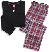 La-V pyjama sets voor Meisjes met geruite flanel broek Donkerblauw /rood 140-146