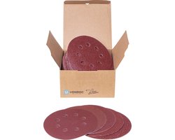 VONROC Schuurpapier set 125mm – 50 stuks – Voor excentrische schuurmachines - Klittenbandbevestiging