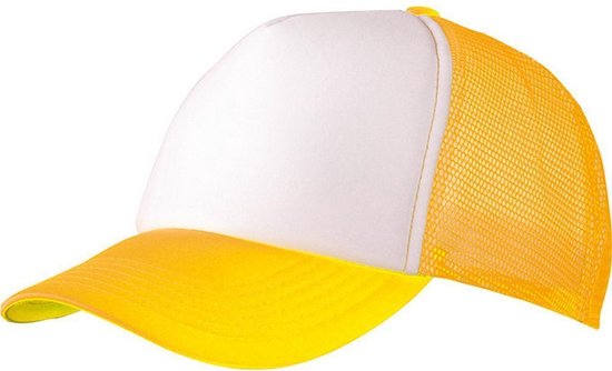 Myrtle Beach Adultes Unisexe Casquette 5 Panel Mesh Polyester (Wit/ Jaune Néon)