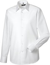 Russell Collectie Heren Lange Mouw Easy Care op maat gemaakt Oxford Shirt (Wit)