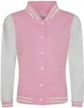 AWDis Vrouwen/dames Girlie Varsity Jacket (Baby Roze/Arctisch Wit)