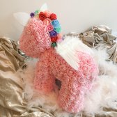 Rozicorn unicorn | rozen beer eenhoorn | mooi cadeau bij geboorte, doop, babyborrel, communie, lentefeest, verjaardag, huwelijk, jubileum, moederdag, beterschap