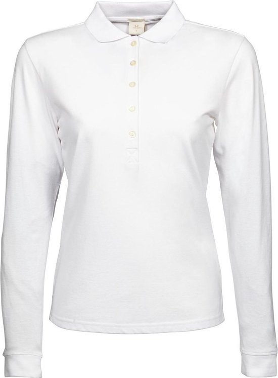Tee Jays Dames/dames Luxe Stretch Poloshirt met lange mouwen (Wit)