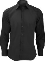 Russell Collectie Heren Lange Mouw Poly-Katoen Gemakkelijke Verzorging op maat gemaakt Poplin Shirt (Zwart)