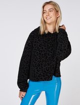 zoe karssen - dames -  rene leopard extra loose fit hoody -  zwarte luipaard - m