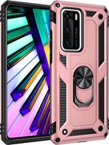 Huawei P40 Hoesje Roségoud - Anti-Shock Hybrid Armor met Kickstand Ring