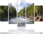 Schilderij , Berg rivier , Multikleur ,4 maten , 5 luik , wanddecoratie , Premium print , XXL