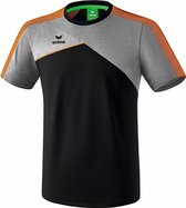 Erima Premium One 2.0 T-Shirt - Zwart / Grey Melange / Neon Oranje | Maat: L
