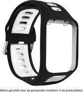 Zwart Wit sporthorlogebandje voor Tomtom Adventurer, Tomtom Spark, Tomtom Spark 3, Tomtom Runner 2, Runner 3 - Golfer 2 - sporthorlogeband - polsband - strap - black white