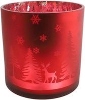 Countryfield Theelichthouder Dottie 20 Cm Glas Rood/zilver
