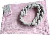 IL BAMBINI Set: Minky Wiegdeken & Minky Speelkleed - Roze & Grijs