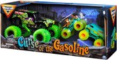 Hot Wheels monster jam truck 3-pack - Curse of the Gasoline met Grave Digger schaal 1:24 en Scooby-Doo & The Mystery Machine schaal 1:64