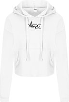 FitProWear Cropped Hoodie Dames - Wit - Maat XS  - Korte trui - Korte Hoodie - Hoodie - Trui - Sporttrui - Sportkleding - Casual Kleding - Cropped Hoodie -