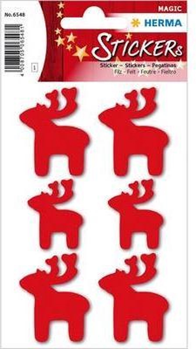 HERMA 6548 MAGIC ELAND STICKERS ROOD VILT KERSTMOTIEF