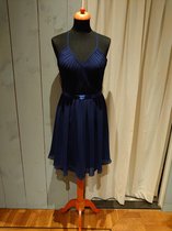 Sierlijk jurkje met geplooid lijfje - Maat 38 - Donkerblauw