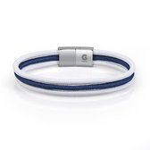 Textiel Armband met 3 snoeren Dames Navy - Wit Stof Galeara Design 20,5cm ZEUS