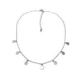Ketting met muntjes - Choker Collier - Zilver - 38 cm - 1 stuks