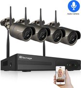 Beveiligingscamera set - 4 Stuks - 2TB Interne opslag - Bewegingsdetectie - Two way audio - 1080p - 1080 - Full HD - 3MP - 8ch - 8 Kanalen - Wifi - Ip - Telefoon - Computer - Nacht