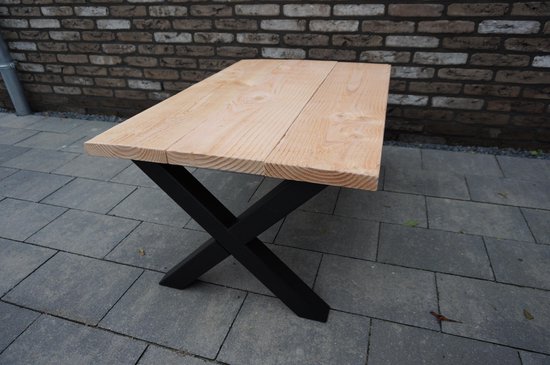 M2-Meubels - douglas salontafel met mat zwart X-onderstel voor binnen en buiten - M2-meubels