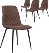 2 stoelen set microvezel bruin met zwarte frame