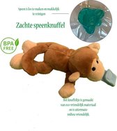 E-HART- Speenknuffel Aapje - Knuffelspeen - Knuffel Dier - FDA vrij- Eco Vriendelijk - kraamcadeautje -BPA Vrij-inclusief rammelaar