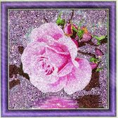 3D Diamond Painting Roze roos op gespannen frame 30 x 30 cm