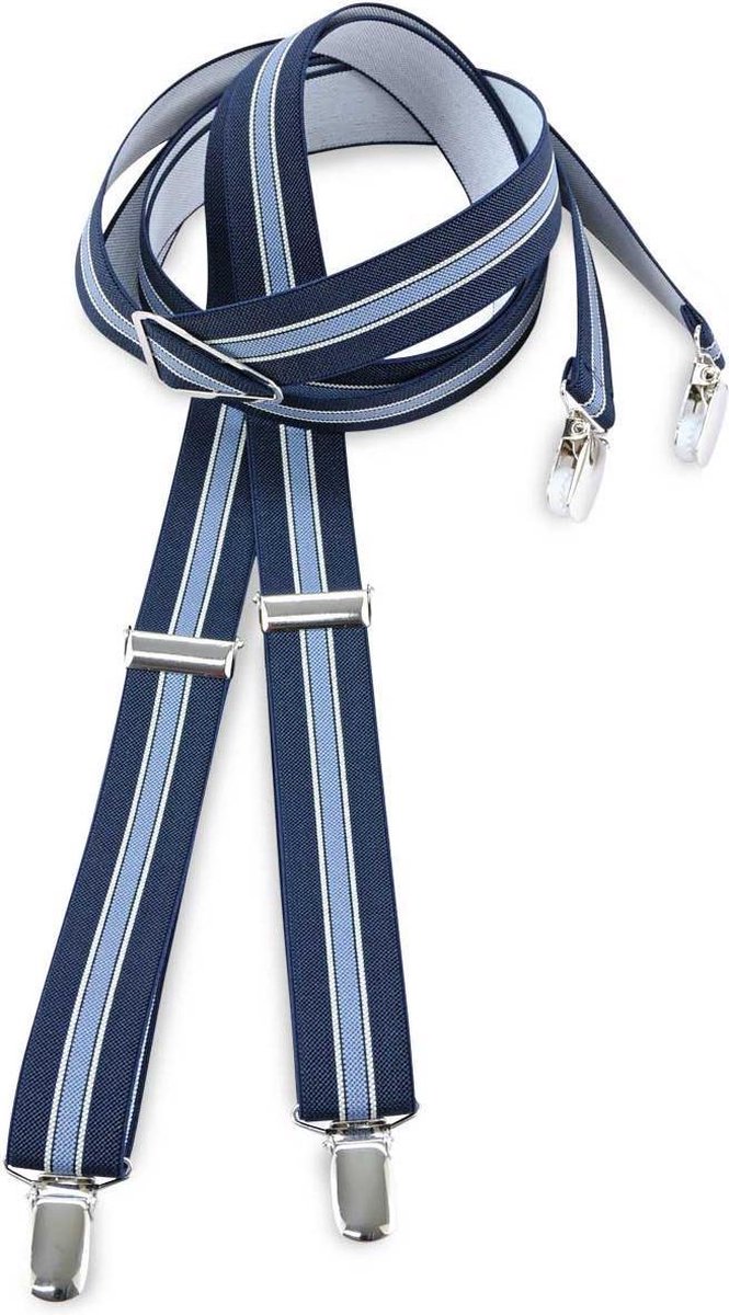 Sir Redman - bretels - 100% made in NL, - smal blauwe streep - blauw / wit