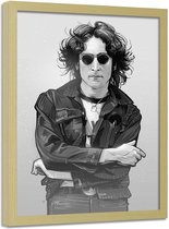 Foto in frame , John Lennon , Legende , 70x100cm , zwart wit , wanddecoratie