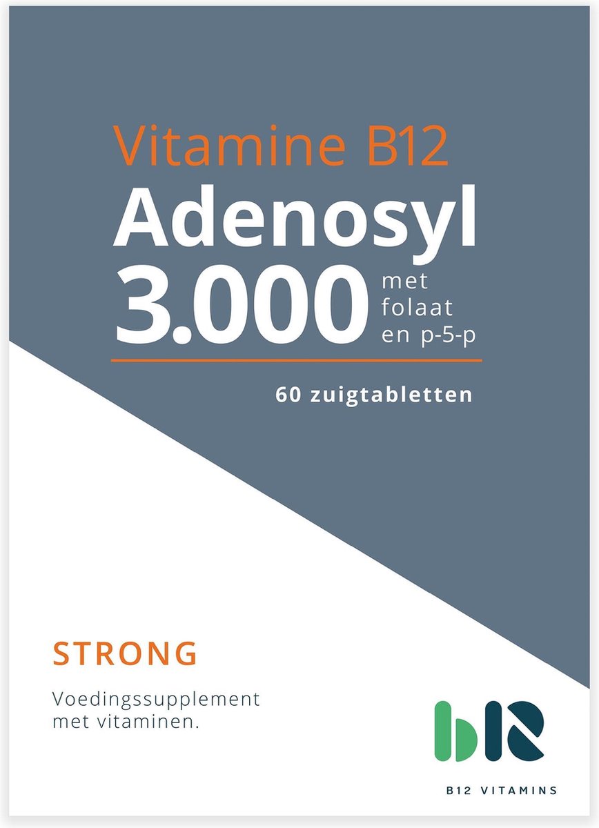 Goedkoopste B12 Vitamins - B12 Adenosyl 3.000 met Folaat - 60 tabletten - Vitamine B12 adenosylcobalamine - B12 Adenosyl - vegan - voedingssupplement