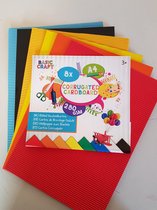 Ribbel knutselkarton | Formaat A4 | 8 stuks | 8 verschillende kleuren | hobbypapier voor kinderen