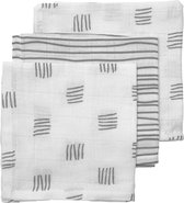 Meyco 3-pack monddoekjes Block stripe grijs