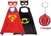 2-Pack- Verkleedkleding jongens / meisjes-maat 98/128 - Batman - Superhero rood / Masker + Hanger