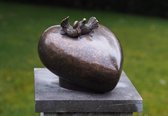 Decoratief Beeld - Bronzen Beelden: Urne Met Duiven - Kunststof - Bronzart - Multicolor - 121 X 18 Cm