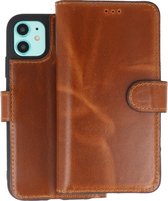 BAOHU Handmade Leer Telefoonhoesje - Wallet Case - Portemonnee Hoesje voor iPhone 11 - Bruin