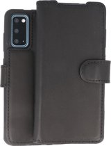 BAOHU Handmade Leer Telefoonhoesje - Wallet Case - Portemonnee Hoesje - Geschikt voor Samsung Galaxy S20 - Zwart