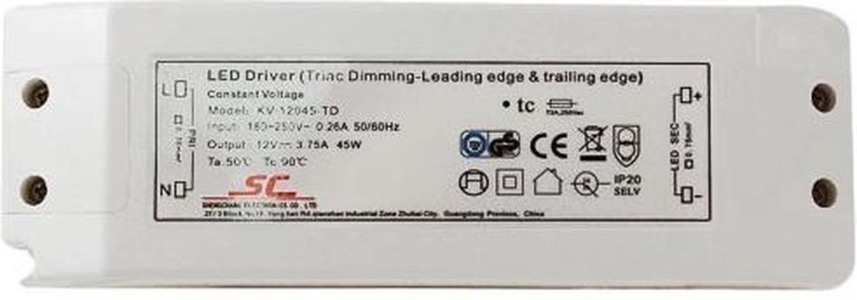 Alimentation Transformateur LED 12V étanche 45W IP67 3.75A