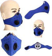 LOUZIR Outdoor Trainingmasker - Actieve kool ademend filter- Anti-stofmasker- Bescherming tijdens fietsen running skiën & winter herfst- Mondkapje- Motor Masker - Blauw