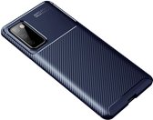 Samsung Galaxy S20 FE Hoesje Geborsteld Carbon Back Cover Blauw