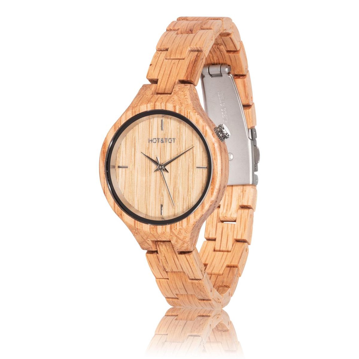 HOTTOT | Oaklyn - Houten horloge voor dames - Eikenhout - 32mm - Zilver