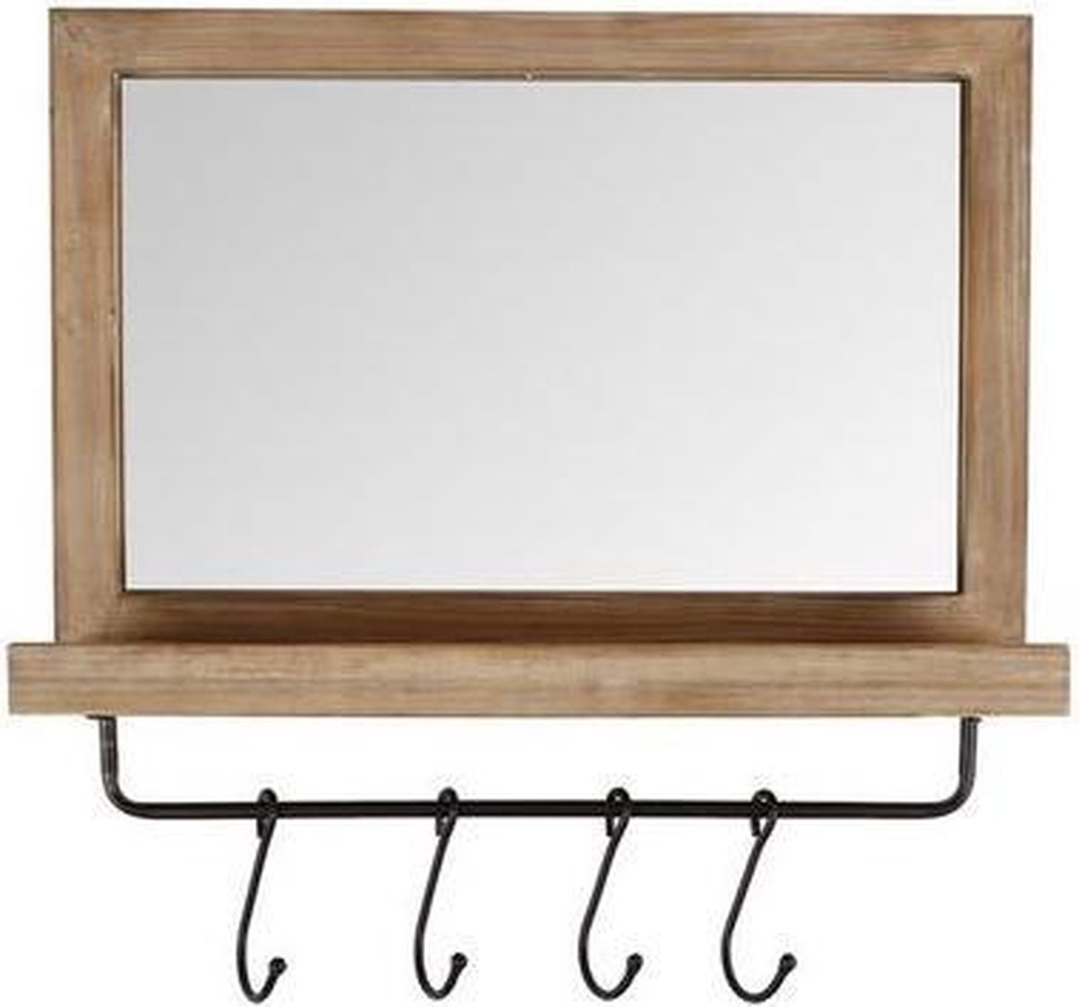 Stevig baseren Bouwen Spiegel hout/metaal plank met haken 60x11x48cm - wandspiegel - spiegels -  spiegel... | bol.com