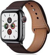 Geschikt voor Apple Watch bandje 38 / 40 / 41 mm - Series 1 2 3 4 5 6 7 SE - Smartwatch iWatch horloge band - 38mm 40mm 41mm - Fungus - PU Leer - Bruin - Druksluiting