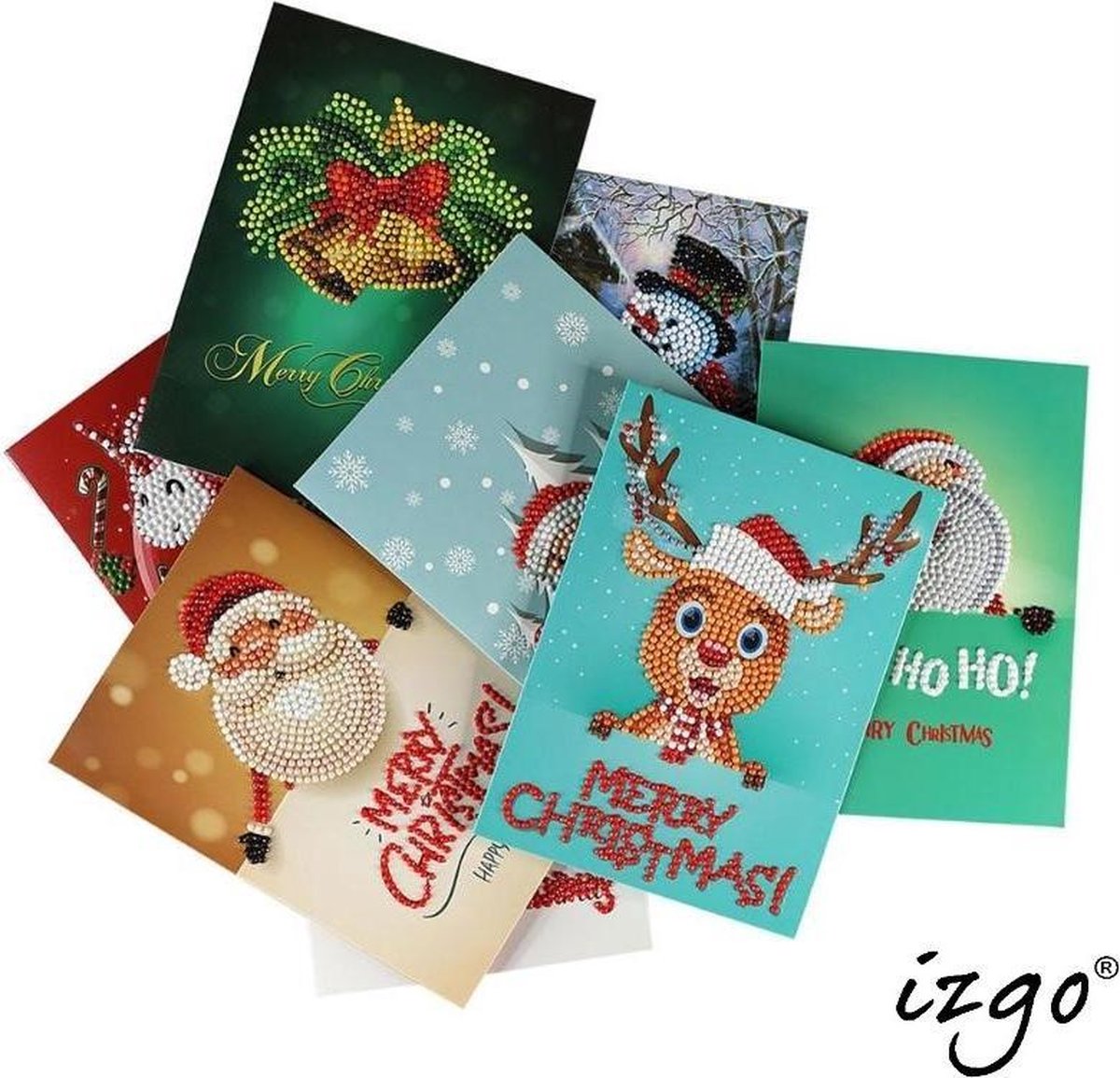 Diamond Painting Pakket - Kerstkaarten 8 Stuks - Christmas - Kerst | bol